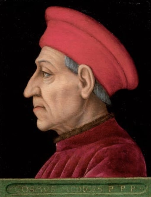 Agnolo Bronzino: Cosimo il Vecchio portréja, 1551–1553, olaj, ónlemez, 16x12,5 cm Firenze, Galleria degli Uffizi